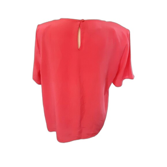 Kathie Lee coral pink vintage short sleeve blouse 12 polyester career - Picture 3 of 3